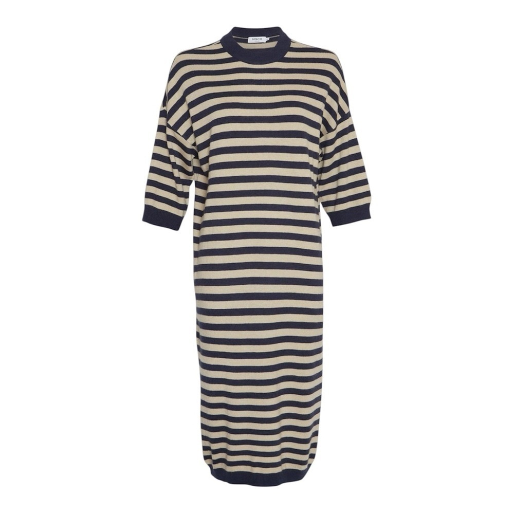 MSCH Copenhagen Wool Wagna 3/4 Sleeve Striped Knit Dress